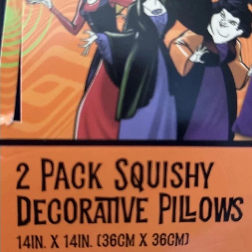 Disney Pillows Hocus Pocus Set Of 2 Squishy Halloween 14”x14”